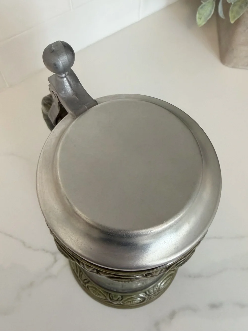 Vintage Western Germany Beer Stein Pewter Lid Hannover Cityscape Ceramic Mug